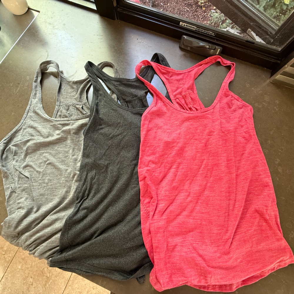 Bundle of three Lululemon keyhole (in the back) tie-back tanks